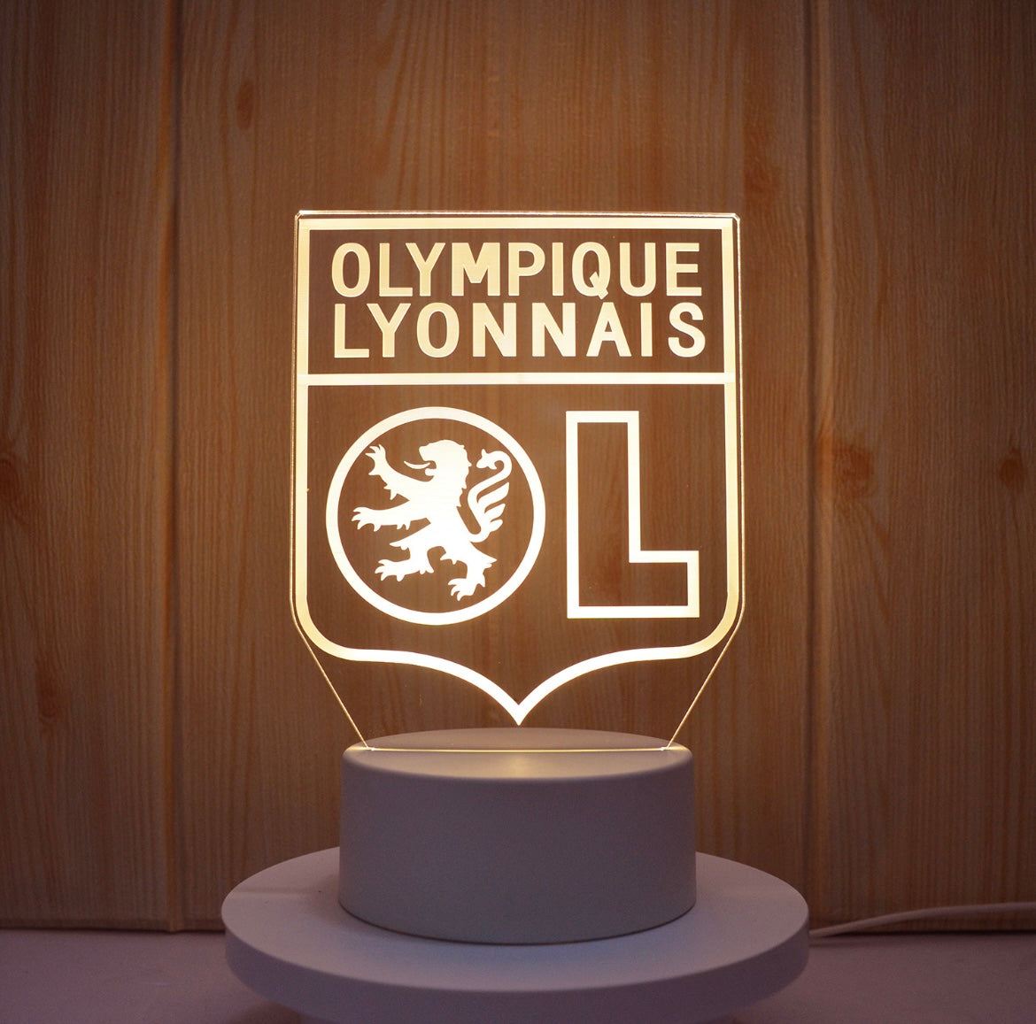 Lampe Led 3D Olympique Lyonnais Blanche - Lightix