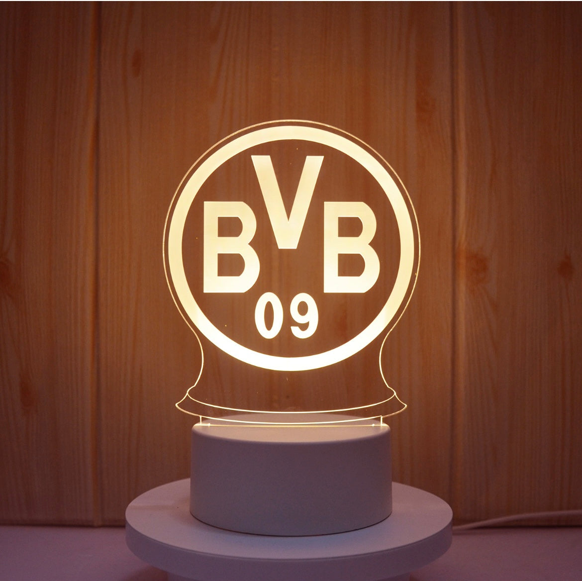 Lampe Led 3D Bvb Dortmund Blanche - Lightix