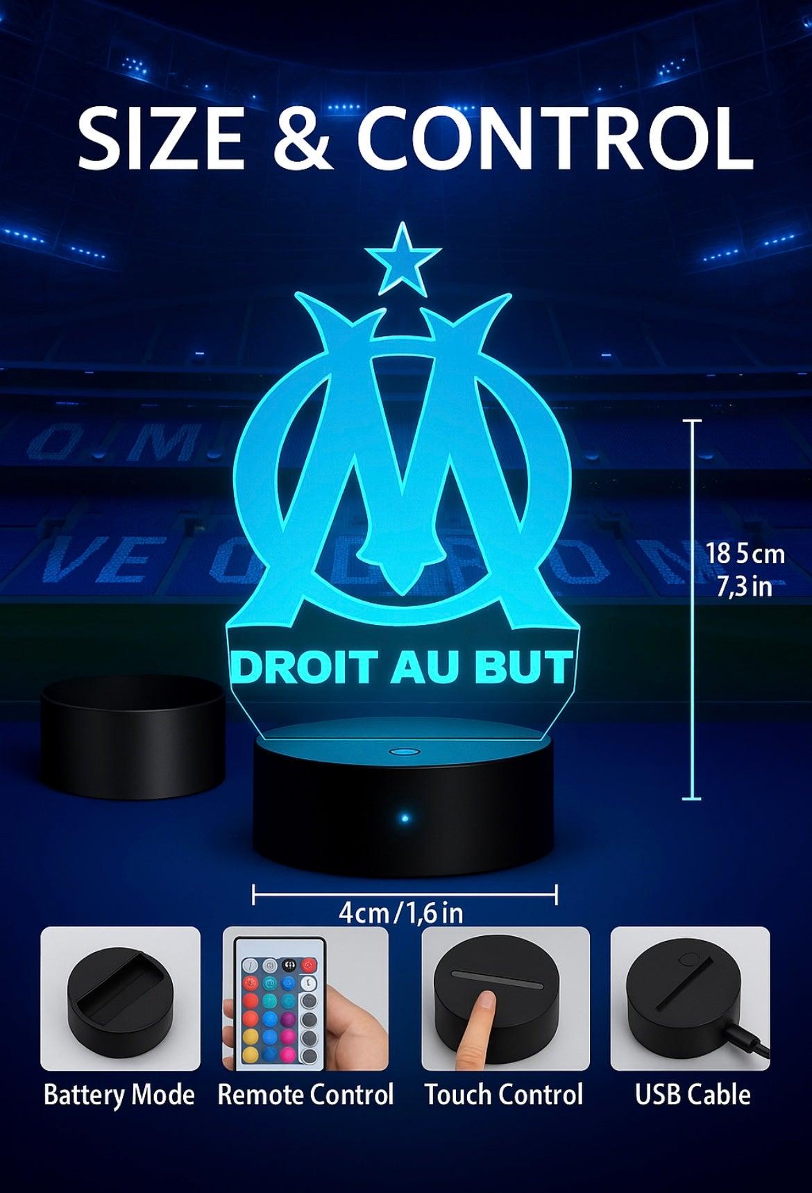 Lampe LED 3D Olympique de Marseille - Lightix