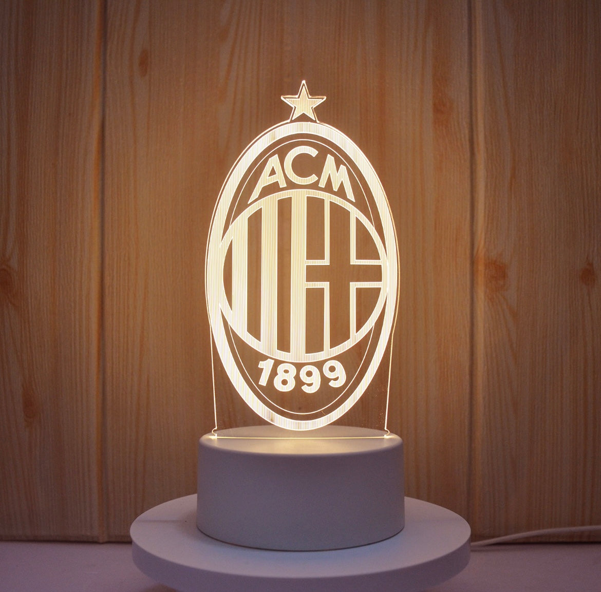 Lampe Led 3D Ac Milan Blanche Blanche - Lightix