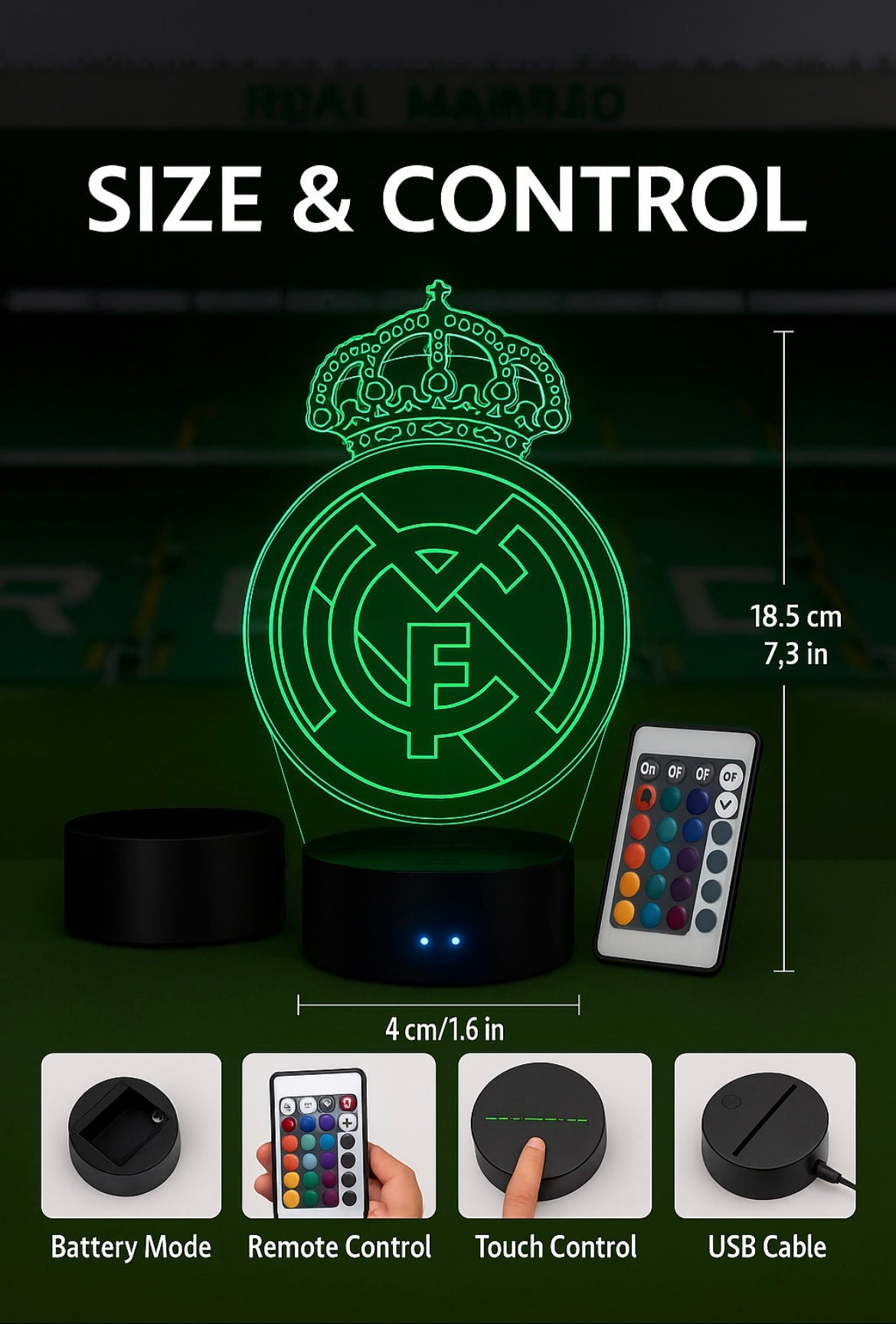 Lampe LED 3D Real Madrid - Lightix