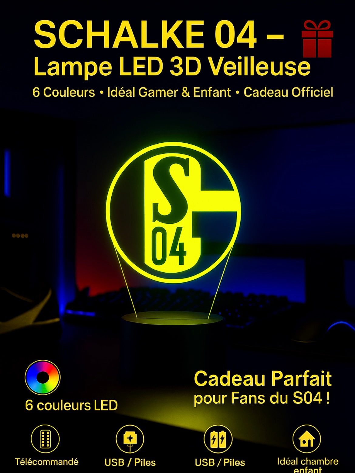 Lampe LED 3D Schalke 04 - Lightix
