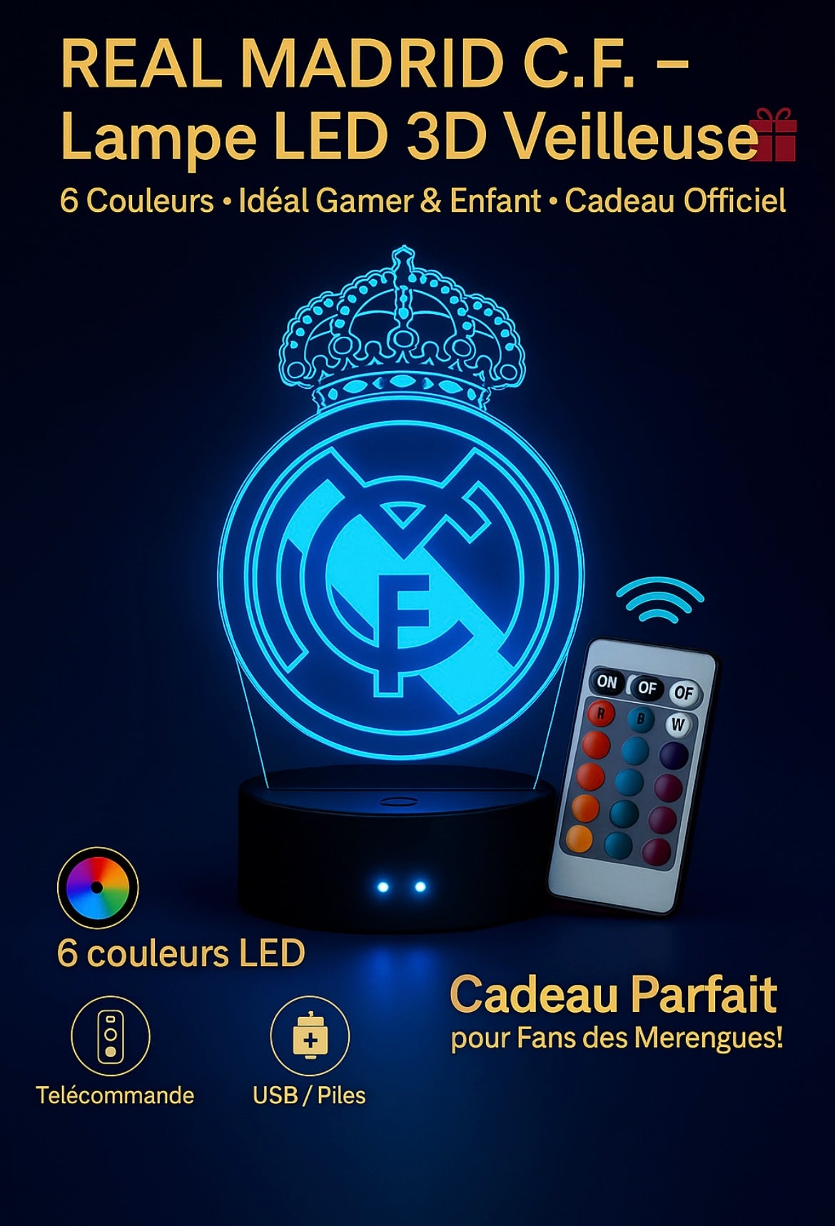 Lampe LED 3D Real Madrid - Lightix