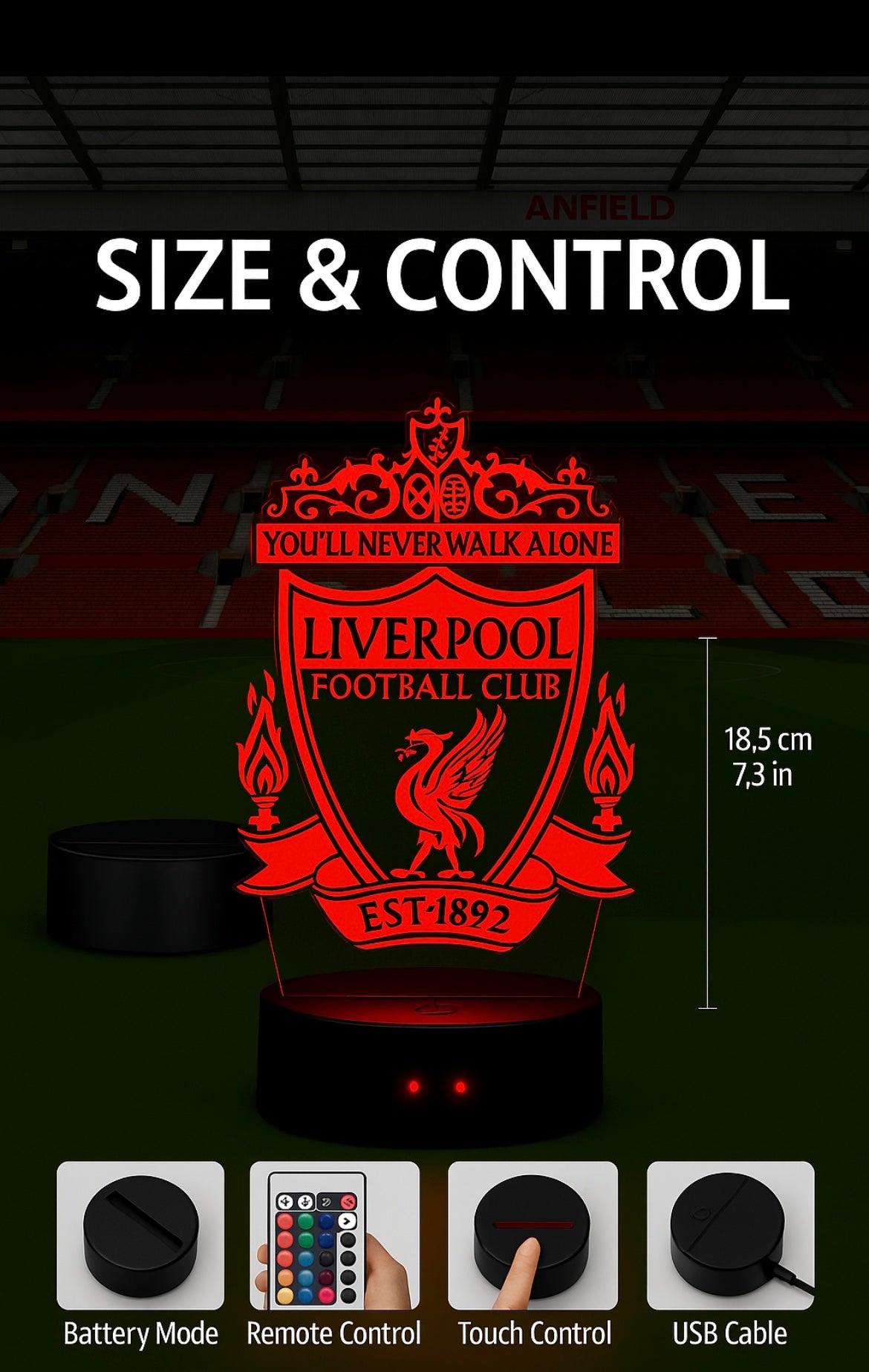 Lampe LED 3D Liverpool FC - Lightix