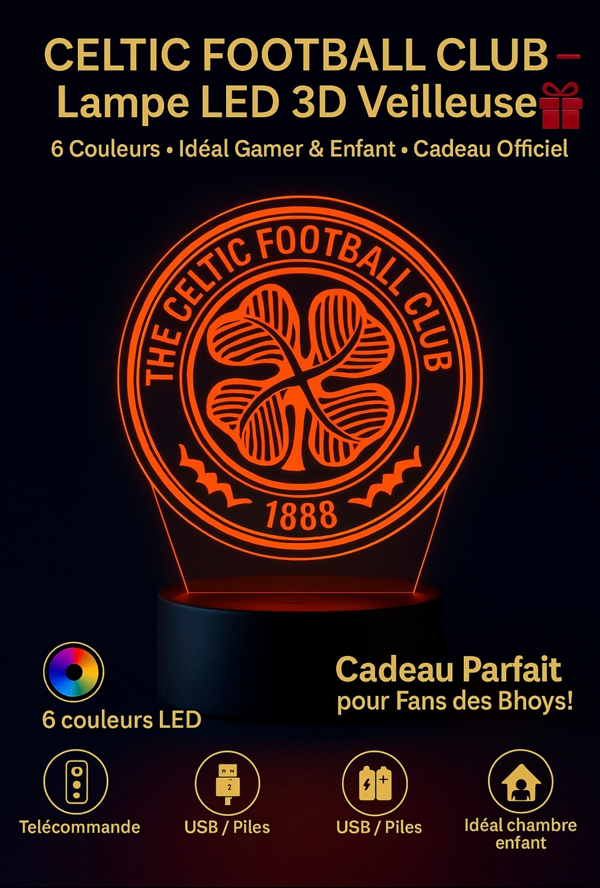 Lampe LED 3D Celtic FC - Lightix