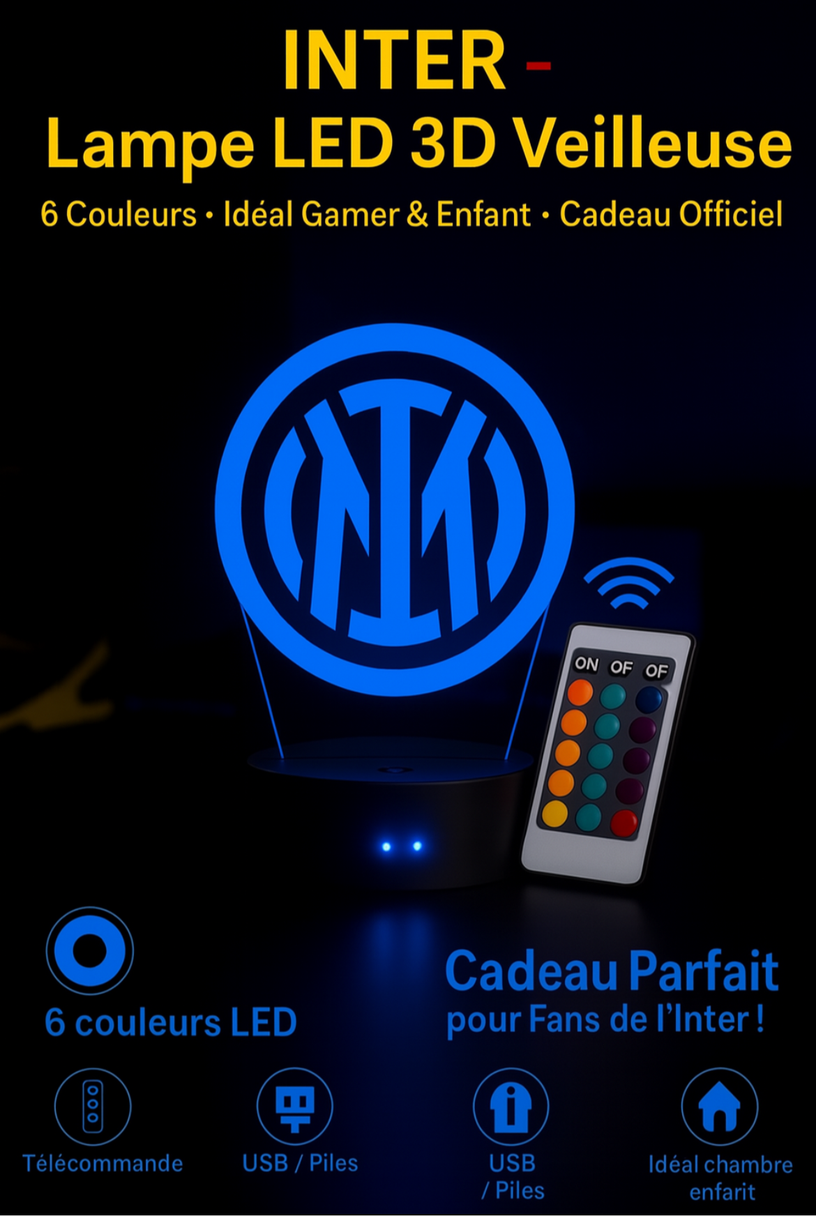 Lampe LED 3D Inter Milan - Lightix