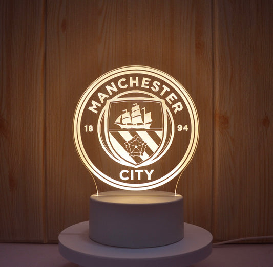 Lampe Led 3D Manchester City Blanche - Lightix
