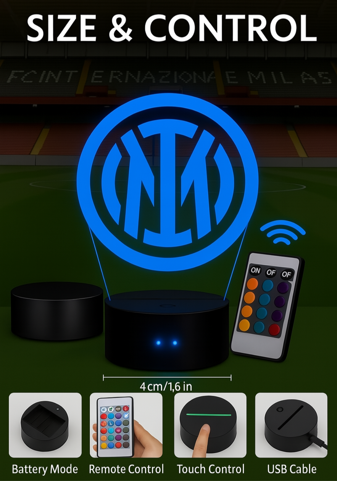 Lampe LED 3D Inter Milan - Lightix