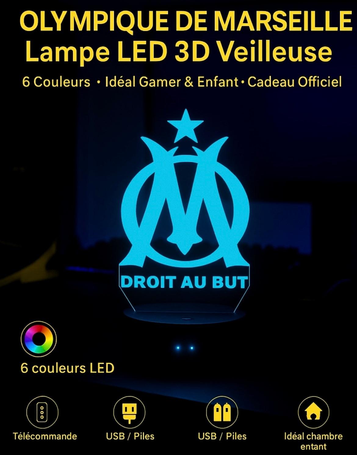Lampe LED 3D Olympique de Marseille - Lightix