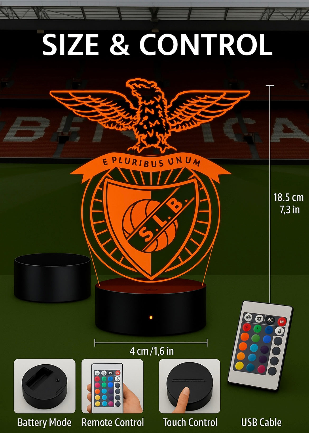 Lampe LED 3D Benfica - Lightix