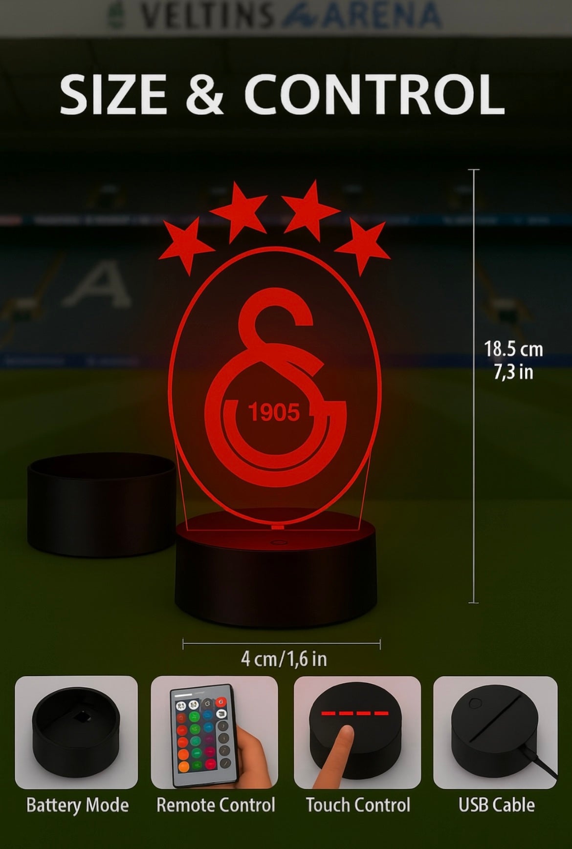 Lampe LED 3D Galatasaray - Lightix