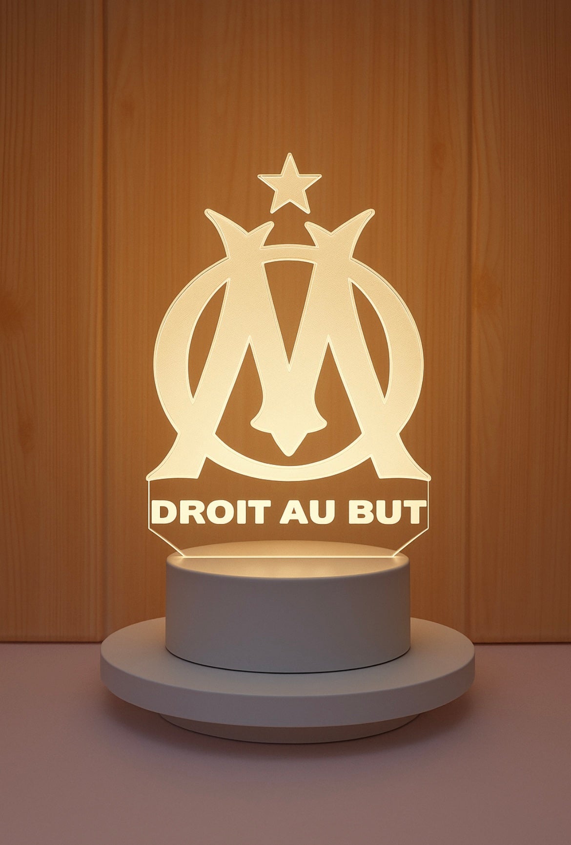 Lampe Led 3D Olympique Marseille Blanche - Lightix