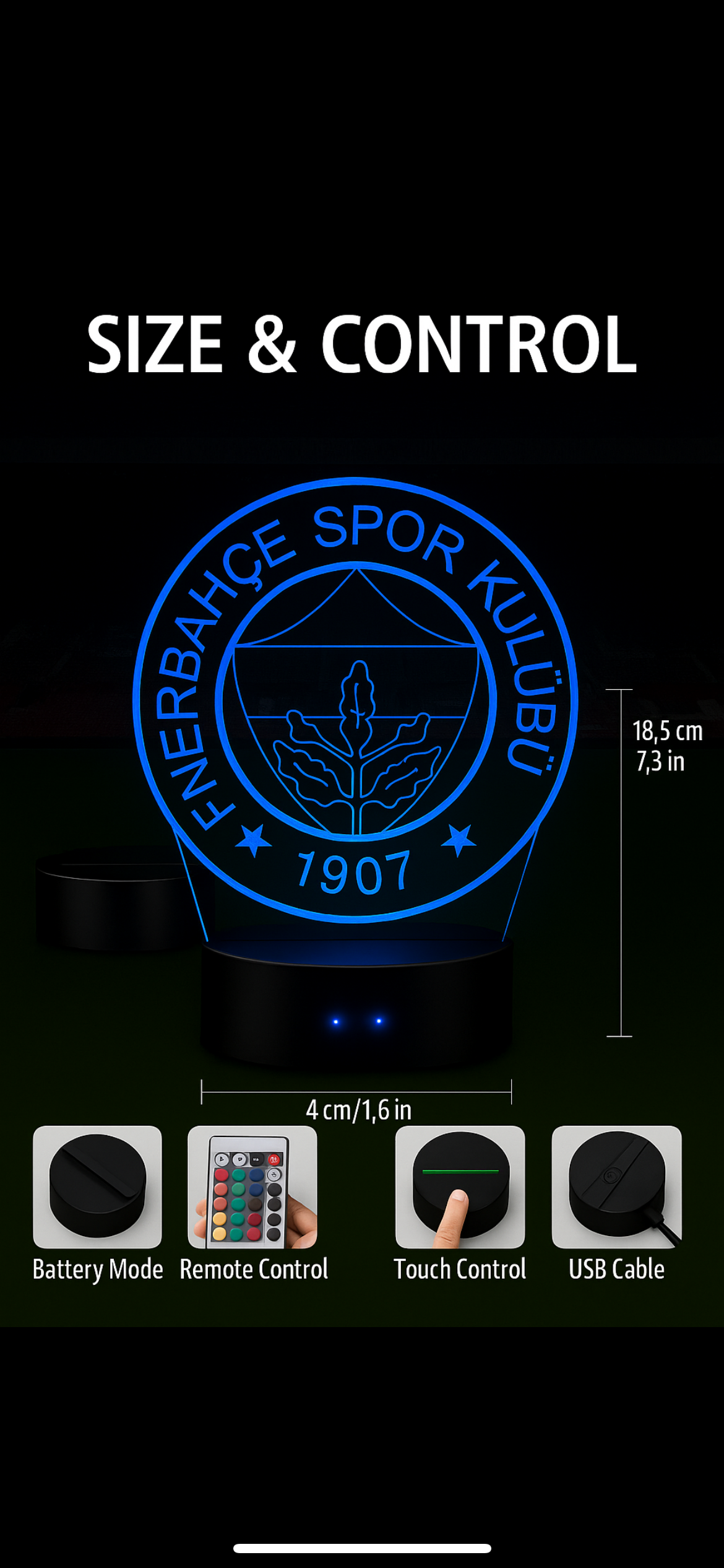 Lampe LED 3D Fenerbahçe - Lightix